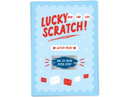 Kaart Blanche Wenskaart 'Scratch, wil jij mijn peter zijn?'