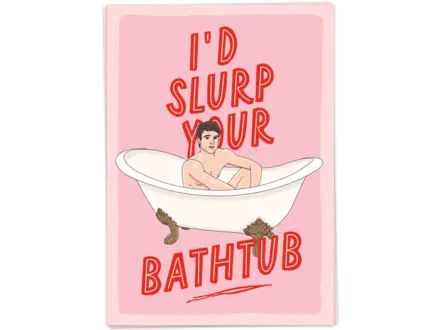 Kaart Blanche Wenskaart ' Slurp bathtub '