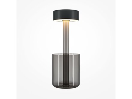 Lamp&Home Oplaadbare lamp & vaas zwart/smoked glass Lamp&Home Oplaadbare lamp & vaas zwart/smoked glass