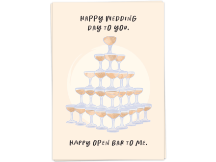 Kaart Blanche Wenskaart " Happy wedding day, open bar "