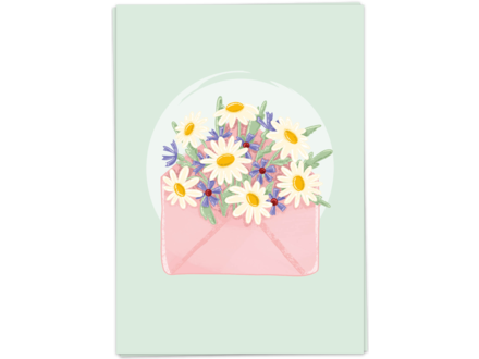 Kaart Blanche Wenskaart " Flowers mail "