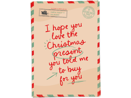 Kaart Blanche Kerstkaart ' Xmas told me to buy '