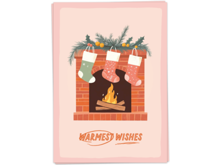 Kaart Blanche Kerstkaart ' Christmas stockings '