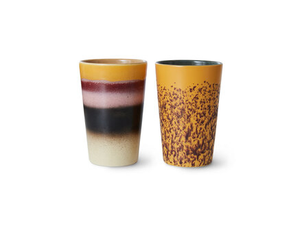 HK living 70s ceramics: tea mugs, beach ( set of 2 )