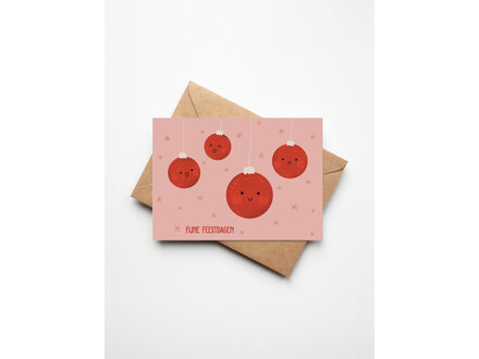 Buro allure Kerstkaart - Fijne feestdagen kerstballen