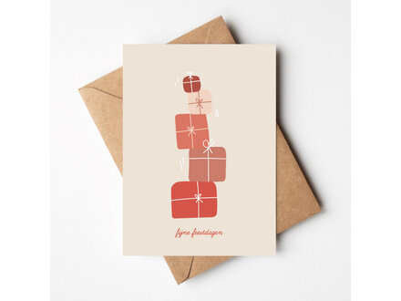 Buro allure Kerstkaart - Fijne feestdagen stapel cadeautjes