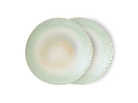 HK living 70s ceramics: dinner plates, palms ( set of 2 )