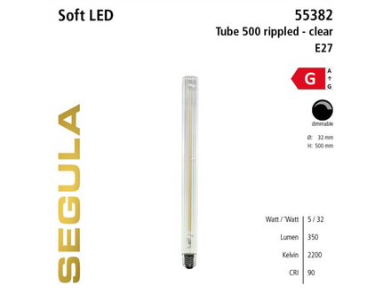 Segula LED Long Tube 500 clear rippled