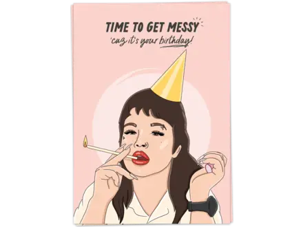 Kaart Blanche Wenskaart ' Messy birthday '