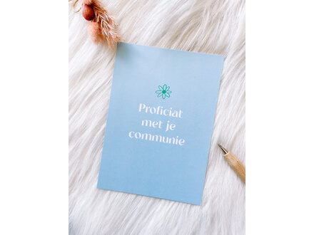 Delphine Dedeken Wenskaart " Proficiat met je communie "