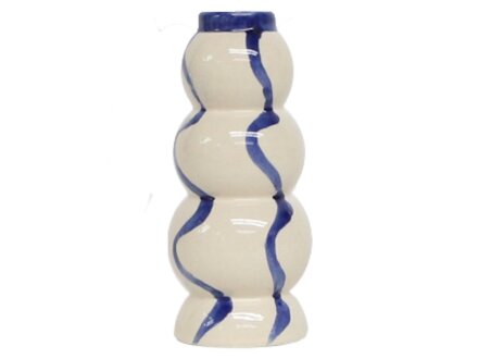 Kolony Aardewerk kaarsenhouder lines blauw small