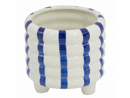 Kolony Aardewerk bloempotje stripe dark blue