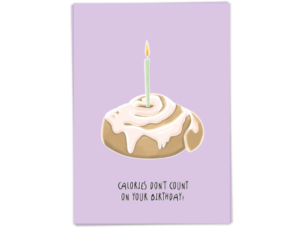 Kaart Blanche Wenskaart ' Calories roll '
