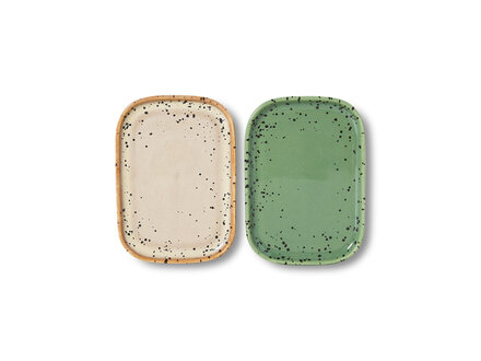 HK living 70s ceramics: small trays, crayon (set of 2)