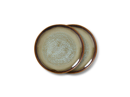 HK living 70s ceramics: dessert plates, contrast ( set of 2 )