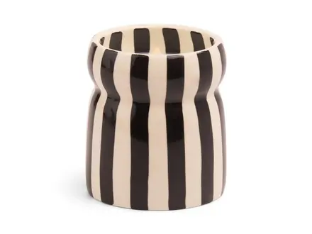 Paddywax Cabana Black Striped Ceramic Candle - Lava Stone