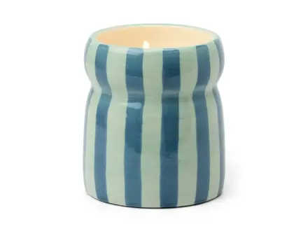 Paddywax Cabana Blue/Navy Striped Ceramic Candle - Warm Cider