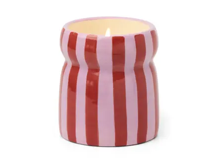 Paddywax Cabana Red/Pink Striped Ceramic Candle - Pink Peppermint