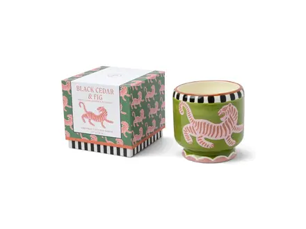 Paddywax Geurkaars Tiger Ceramic Candle - Black Cedar & Fig