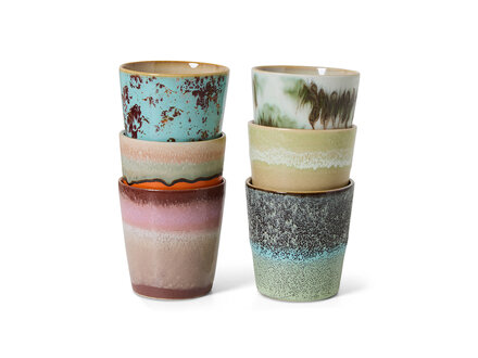 HK living 70s ceramics: Coffee mugs, surreal ( set of 6 )