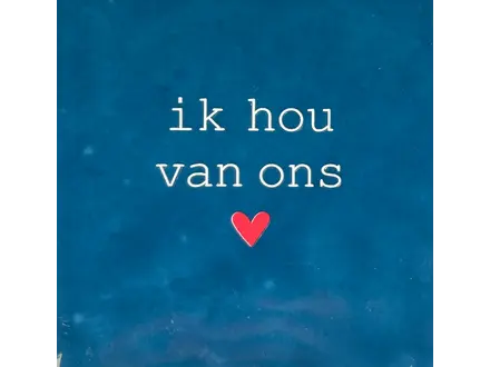 Yett Tegeltje "Ik hou van ons" donkerblauw/creme