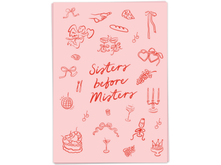Kaart Blanche Wenskaart ' Sisters before misters '