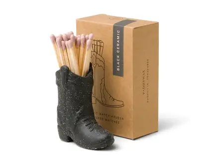 Paddywax Cowboy Boot Match Holder - Black