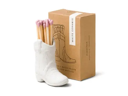 Paddywax Cowboy Boot Match Holder - White
