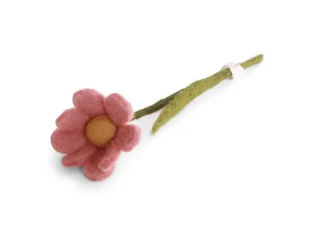 Gry&Sif Vilten mini bloem Anemone white leaf - dusty red