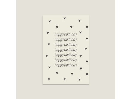 lifeoflone Wenskaart - Happy birthday hartjes