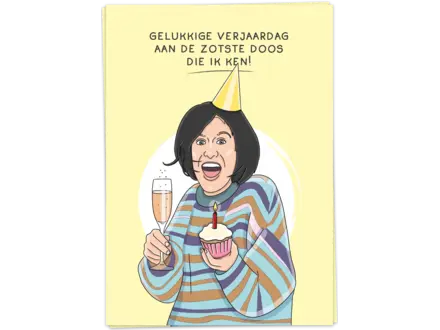 Kaart Blanche Wenskaart ' Zotste doos '