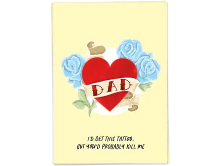 Kaart Blanche Wenskaart ' Dad tattoo kill '