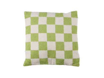 White Label Living Cushion lux - Checkerd green/white