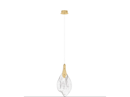 NL Hanglamp  Gold Steel & Clear Handmade Glass