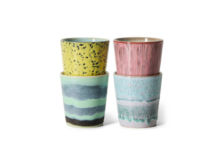 HK living 70s ceramics: coffee mugs, artistic ( set of 4 )
