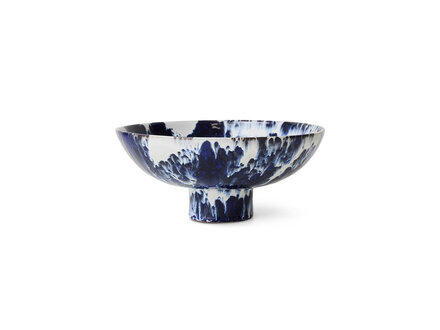 HK living Ceramic bowl on base, indigo