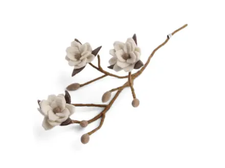 Gry&Sif Vilten Magnolia Branch with white flowers