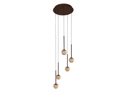 Lucide Calina Hanglamp - Ø 41,9 cm - LED Dimb. - CCT - 5x8,4W 2200K/3300K - Met vervangbare LED-module - Amber