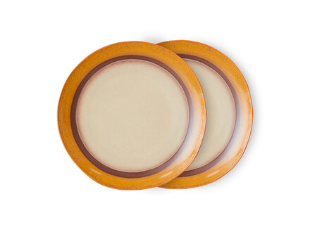 HK living 70s ceramics: dinner plates, Coconut( set of 2 )