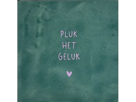 Yett Tegeltje "Pluk het geluk" zeegroen/babyroze