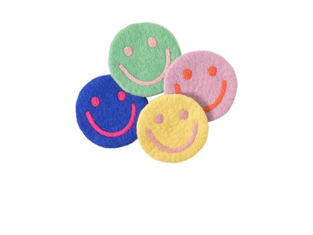 Aveva Wollen onderzetters, 4-Pack, Smiley