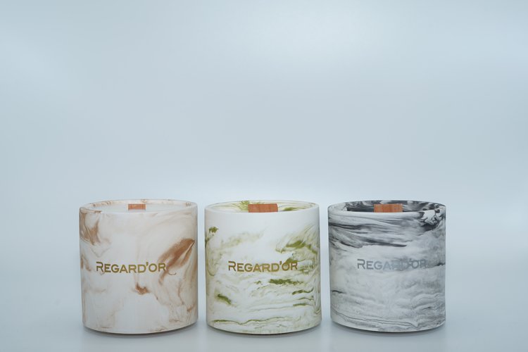 REGARD’OR® Handgemaakte Marmer-look Natuurlijke Kaarsen - Medium