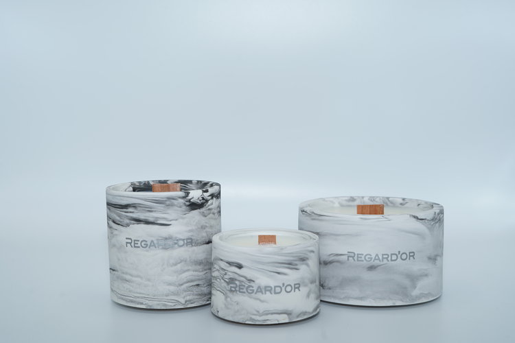 REGARD’OR® Handmade Rustic & Marble Look Natural Candles - Medium