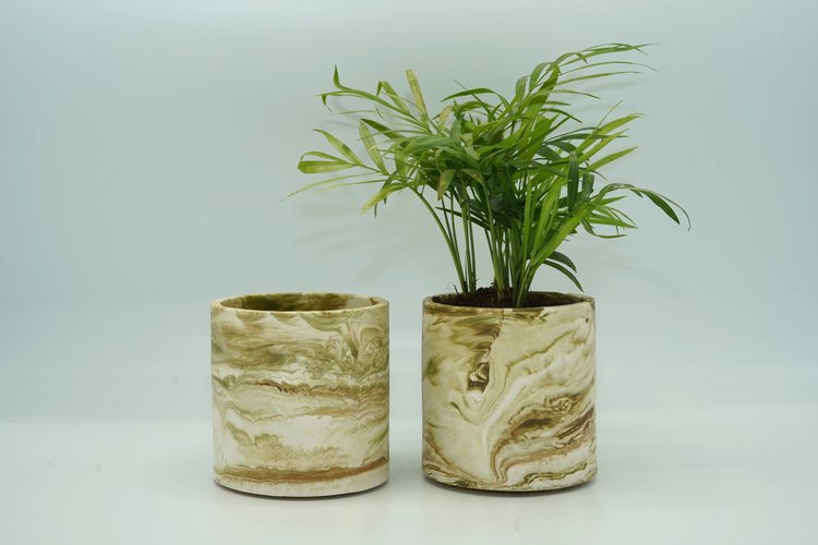 REGARD’OR® Pots de fleurs rustiques et aspect marbre faits à la main