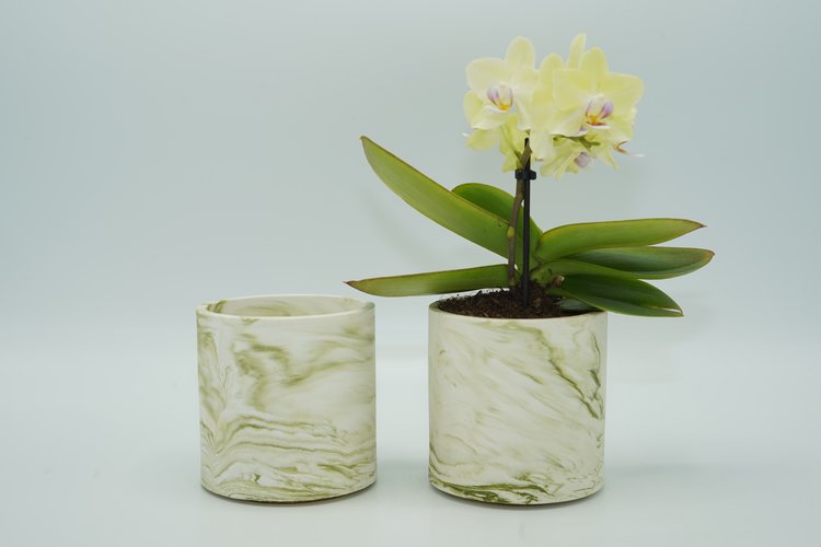 REGARD’OR® Pots de fleurs rustiques et aspect marbre faits à la main