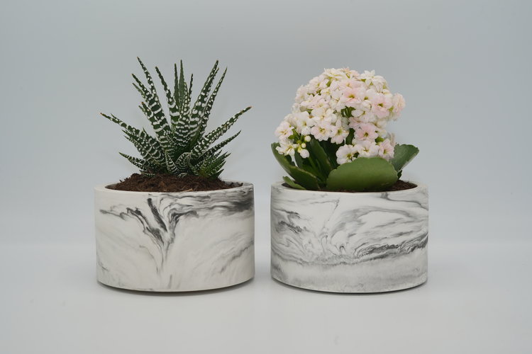 REGARD’OR® Pots de fleurs rustiques et aspect marbre faits à la main