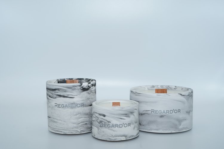 REGARD’OR® Handgemaakte Marmer-look Natuurlijke Kaarsen - Large