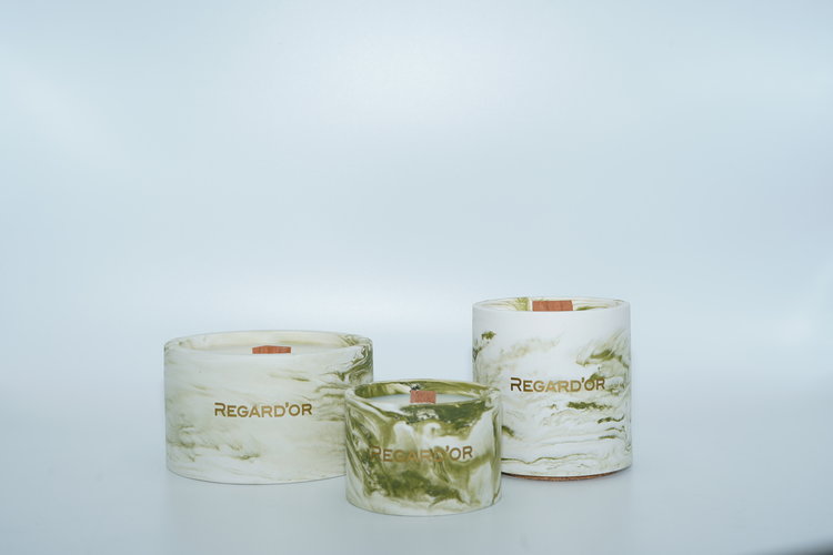 REGARD’OR® Bougies Naturelles Faites à la Main d'Aspect Rustique et Marbre - Grandes