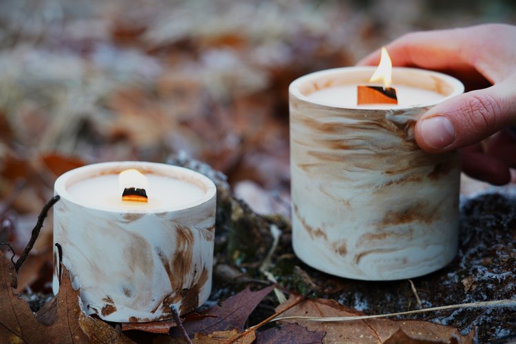 REGARD’OR® Handmade Rustic & Marble Look Natural Candles - Medium