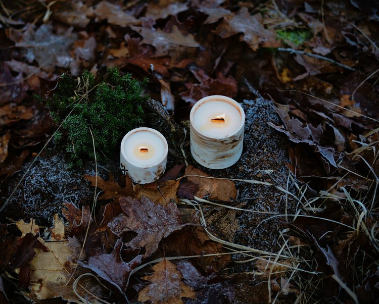 REGARD’OR® Handmade Rustic & Marble Look Natural Candles - Medium